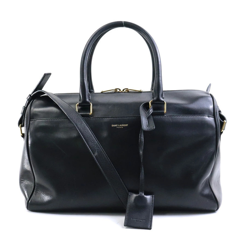 Saint Laurent 2way Shoulder Bag duffel leather black gold
